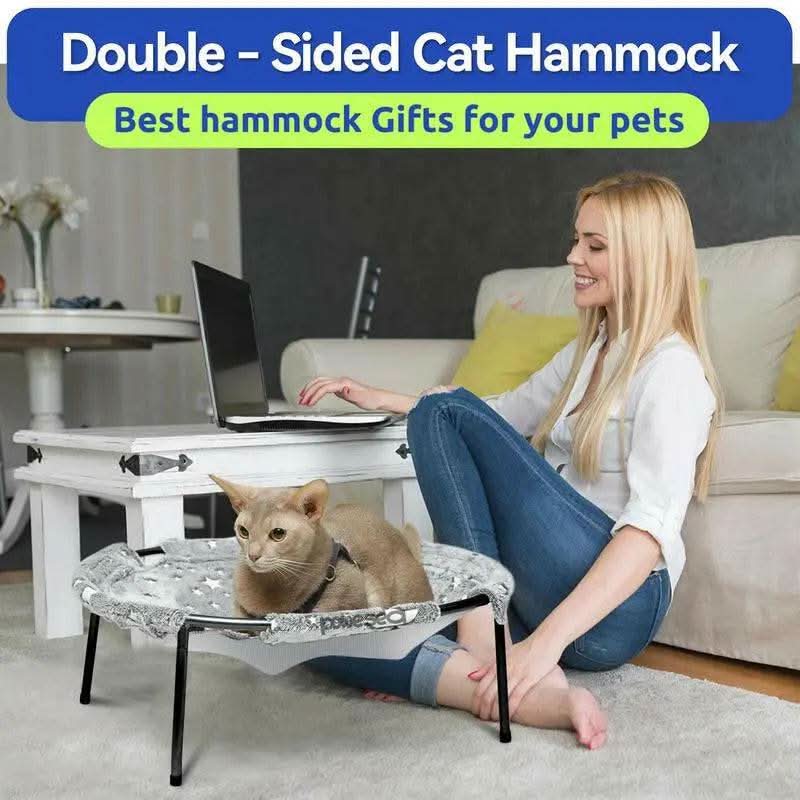 POMESEA Napping Spot,Desk & Floor Cat Hammock,Soft Elevated Pet Bed for Dogs & Cats, Glow in the Dark,Raised Cozy Hammock,Cat Lounge Furniture