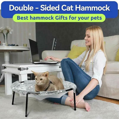 POMESEA Napping Spot,Desk & Floor Cat Hammock,Soft Elevated Pet Bed for Dogs & Cats, Glow in the Dark,Raised Cozy Hammock,Cat Lounge Furniture
