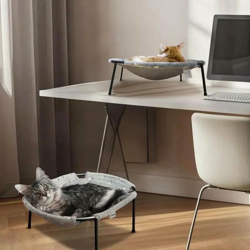 POMESEA Napping Spot,Desk & Floor Cat Hammock,Soft Elevated Pet Bed for Dogs & Cats, Glow in the Dark,Raised Cozy Hammock,Cat Lounge Furniture