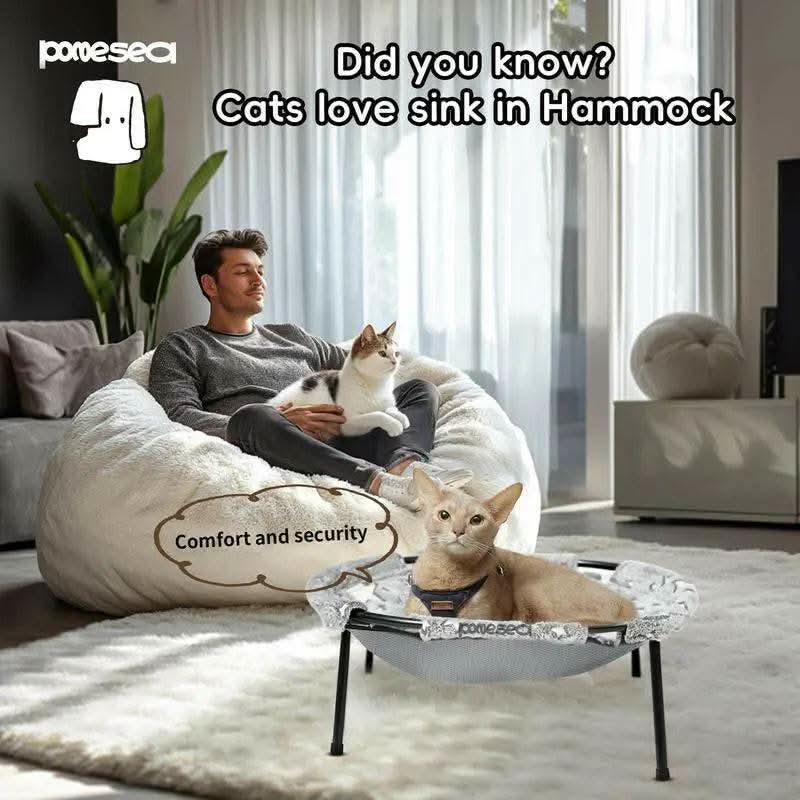 POMESEA Napping Spot,Desk & Floor Cat Hammock,Soft Elevated Pet Bed for Dogs & Cats, Glow in the Dark,Raised Cozy Hammock,Cat Lounge Furniture