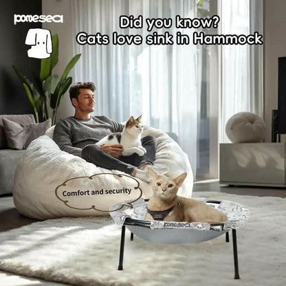 POMESEA Napping Spot,Desk & Floor Cat Hammock,Soft Elevated Pet Bed for Dogs & Cats, Glow in the Dark,Raised Cozy Hammock,Cat Lounge Furniture