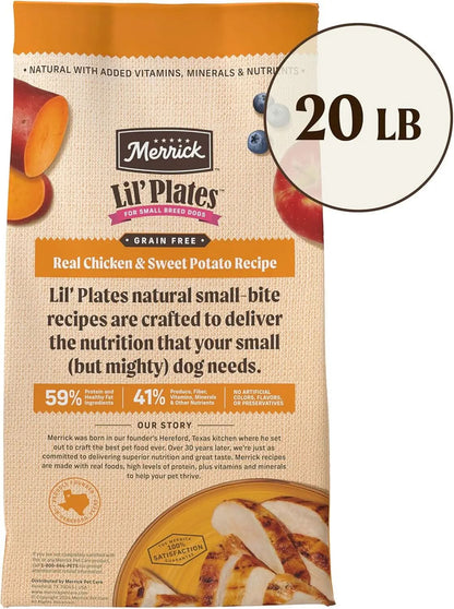 Lil' Plates Premium Grain-Free Dry Dog Food for Small Breeds, Featuring Real Chicken and Sweet Potato Kibble - 20 lb Bag
