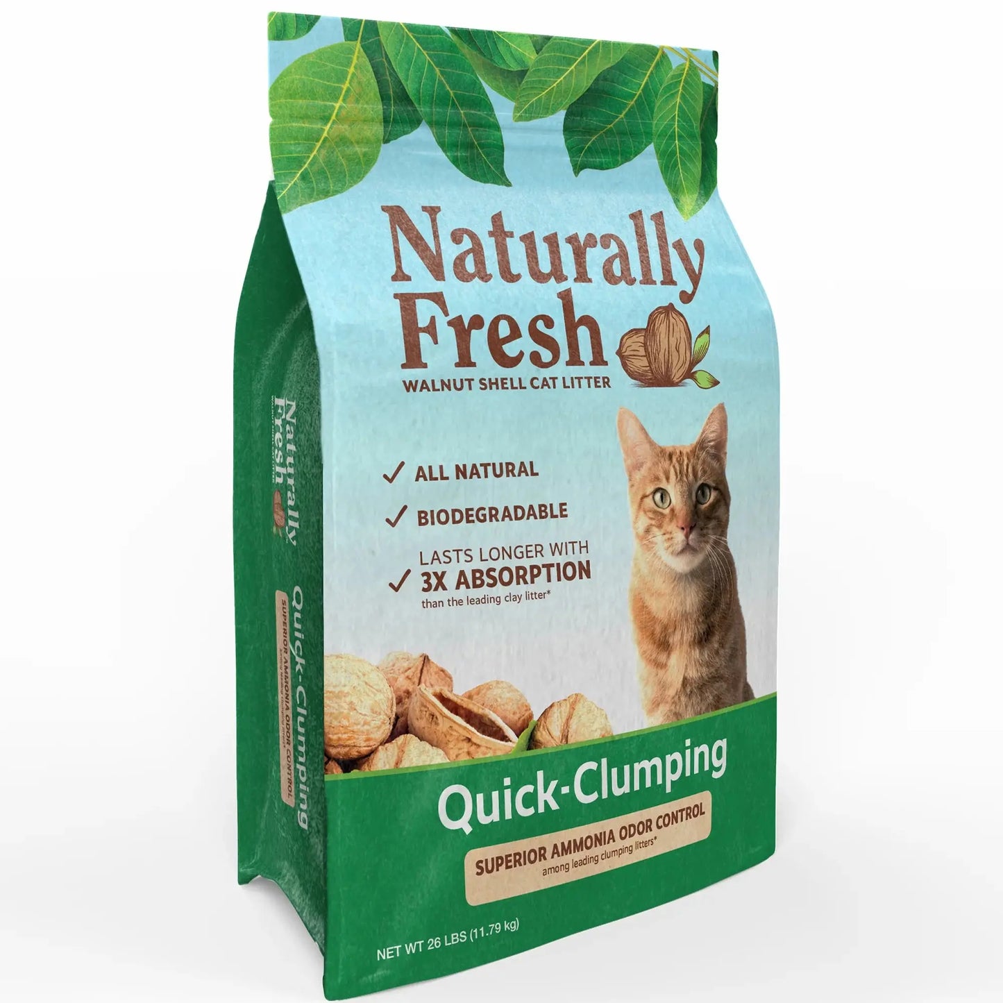 Quick Clumping Unscented, Walnut Shell Cat Litter, 26 Lb. Bag