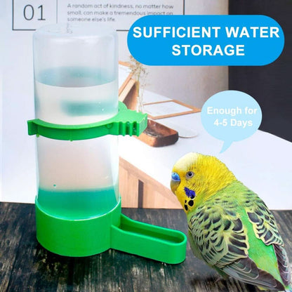 Automatic Bird Water Dispenser Set with Food Feeder for Parrots, Budgies, Lovebirds, and Cockatiels (2 x 60ml Dispensers + 1 x 150ml Feeder)