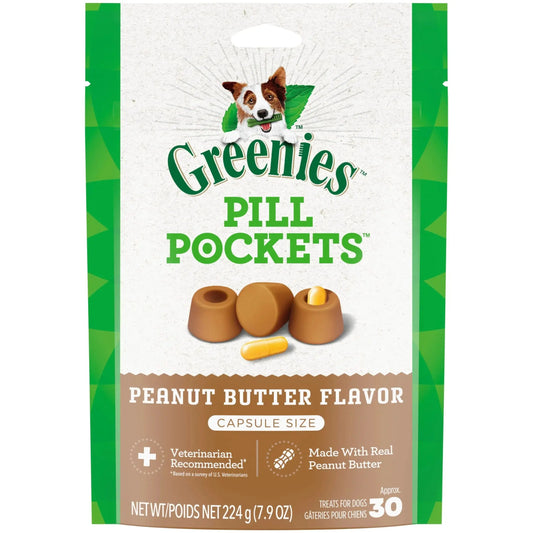Pill Pockets for Dogs Peanut Butter Large, Capsule Size Soft Dog Treats, 7.9 Oz, (30 Pk)