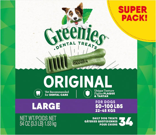 Original Large Dental Dog Treats, 54 oz. (34 Count)