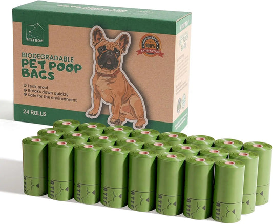 Biodegradable Scented Dog Waste Bags - 360 Count Rolls, Leak-Proof and Extra Thick Refill