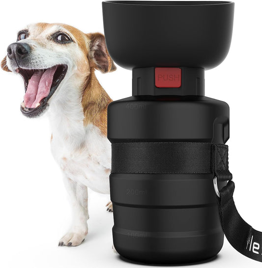 Portable Dog Water Bottle with Bowl - Leak-Proof Travel Dispenser for Outdoor Activities