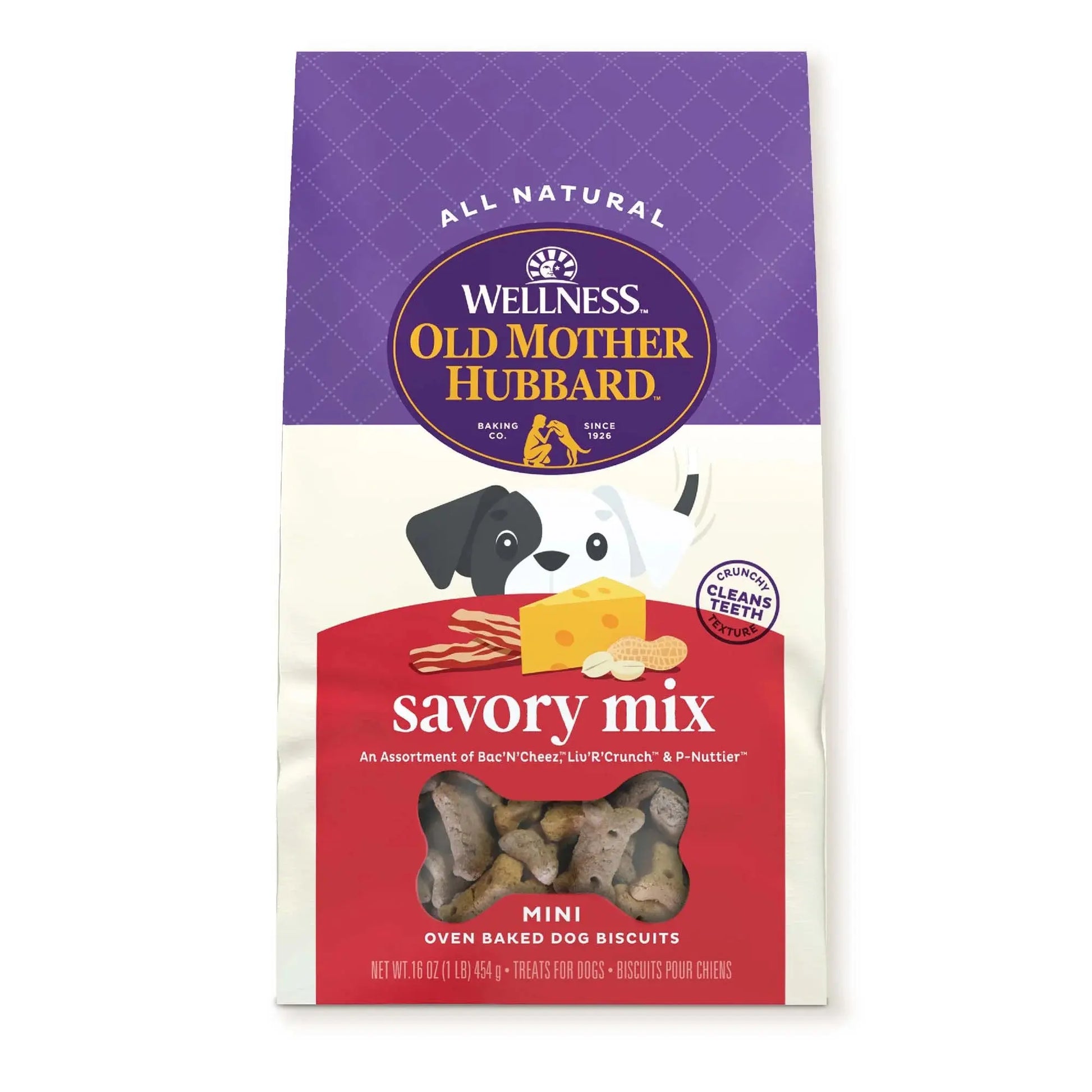 (4 Pack)  by Wellness Classic Savory Mix Baked Biscuit Treats for Dogs, Mini 16 Ounce Bag