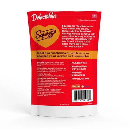 Hartz  Squeeze up Interactive Lickable Wet Cat Treats Tuna & Salmon, 0.5Oz Tube (4 Count)