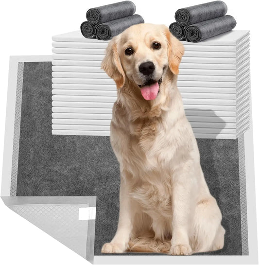 Extra Large Dog Pee Pads 28" x 34", 40 Count, Activated Carbon Charcoal Training Pads with Adhesive, Disposable Potty Pads for Dogs and Cats
