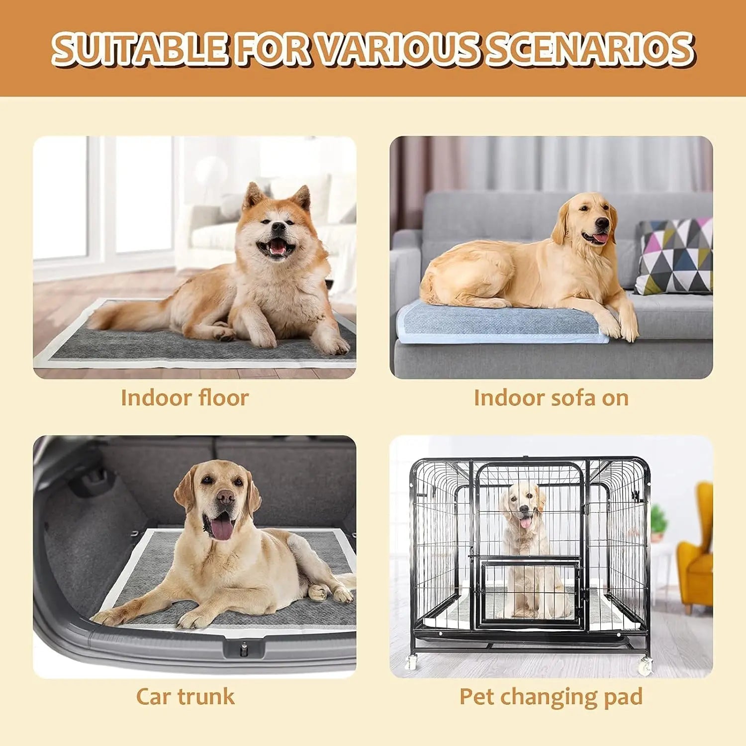 Extra Large Dog Pee Pads 28" x 34", 40 Count, Activated Carbon Charcoal Training Pads with Adhesive, Disposable Potty Pads for Dogs and Cats