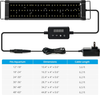 ClassicLED Plus Aquarium Light with Timer, 32 Watts, Suitable for 48 to 54 Inch Tanks, Daylight and Moonlight Cycle