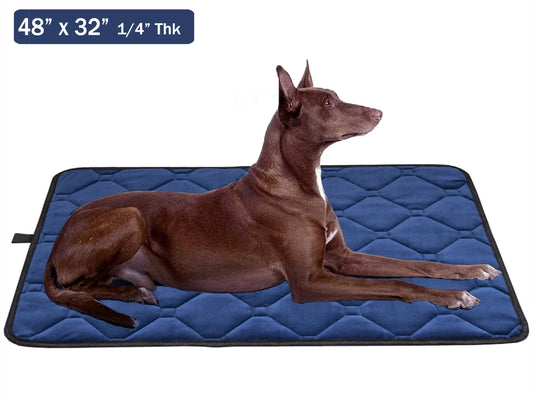 Large Dog Crate Bed Dog Crate Pad Washable Dog Bed Mat for Crate Mats for Dog Cage Mat Dog Kennel Pad Dog Kennel Mat Dog Crate Liner Dog Beds for Large Dog,48" X 32", 1/4" Thk,Blue