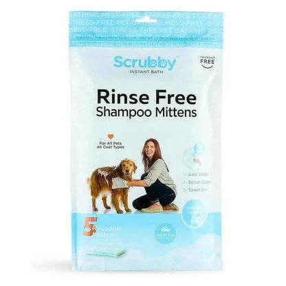 Rinse Free Shampoo Mittens for Dogs, Bath Wipes for Bathing and Washing Pets, Hypoallergenic No Rinse Wash Mitt for Grooming, Lather Wipe Dry - 5 Pack