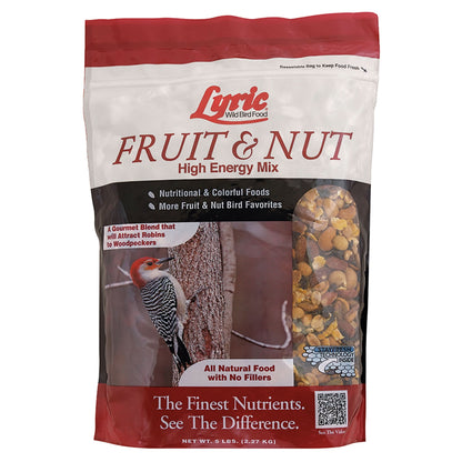 Fruit & Nut Wild Bird Seed, High Energy Wild Bird Food Mix - 5 Lb. Bag