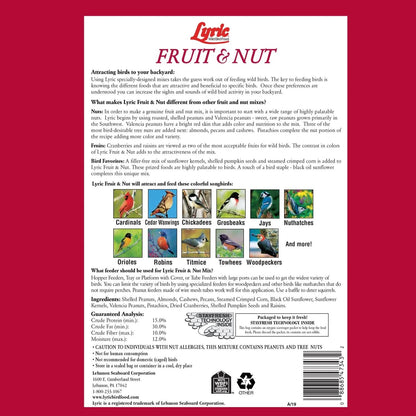 Fruit & Nut Wild Bird Seed, High Energy Wild Bird Food Mix - 5 Lb. Bag