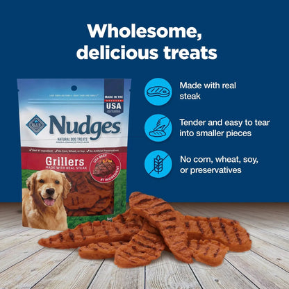 Nudges Grillers Natural Dog Treats Made with Real Steak, 5-Oz. Bag