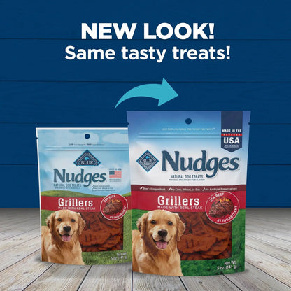 Nudges Grillers Natural Dog Treats Made with Real Steak, 5-Oz. Bag