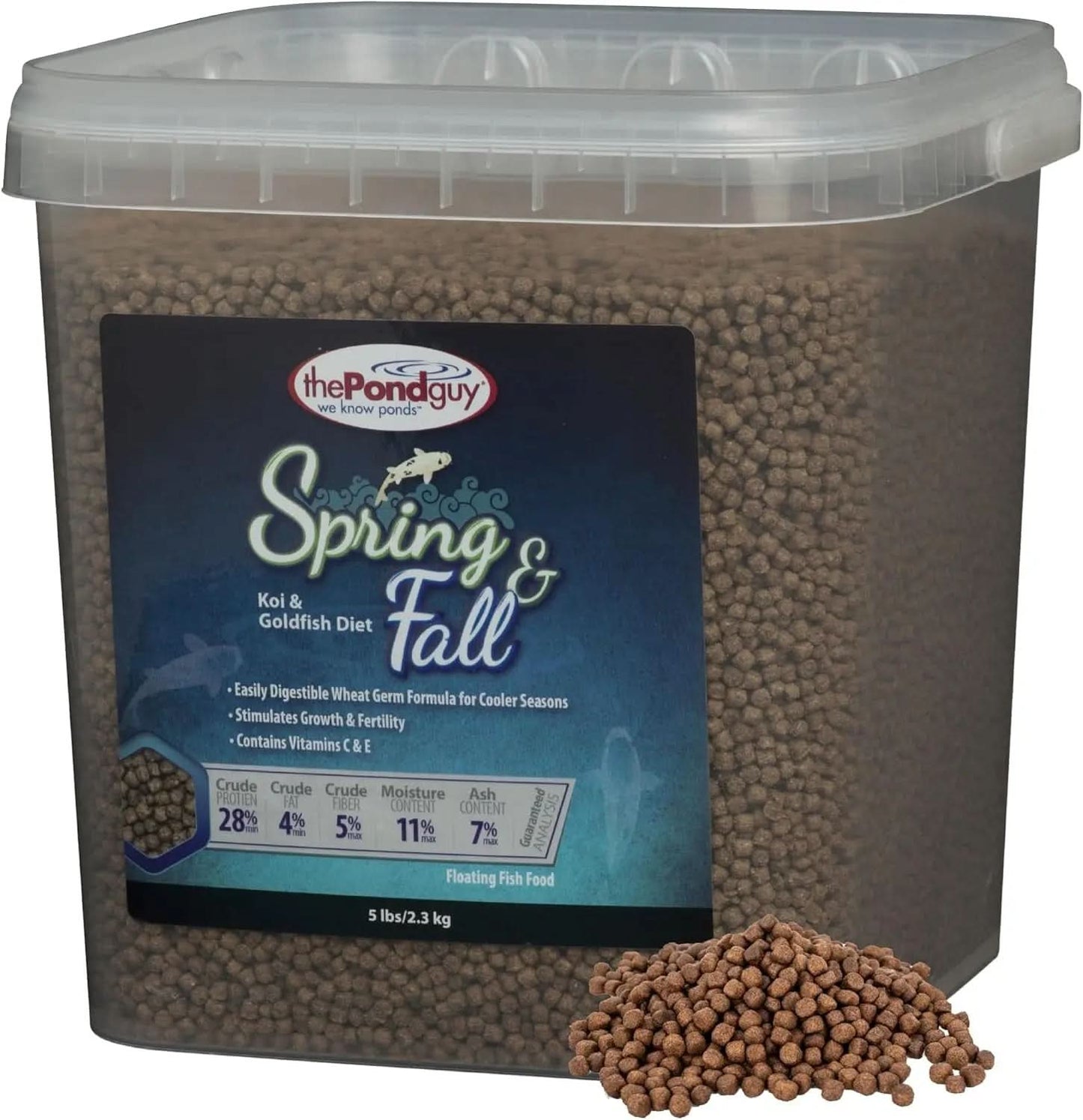 Pond Guy Premium Wheat Germ Fish Food for Koi and Goldfish, 5 lbs - Cold Weather Floating Pellets for Optimal Winter Nutrition