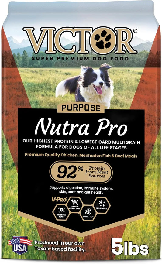 Super Premium Dog Food - Purpose Nutra Pro - Gluten-Free, High Protein, Low Carb Dry Kibble for Active Dogs of All Ages - Suitable for Sporting, Pregnant, Nursing Dogs and Puppies, 5 lbs