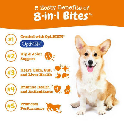 Zesty Paws 8-In-1 Chewable Multivitamin Bite for Dogs, Soft Chew Immune Support Dog Treats Supplement 8 in Dog Supplements