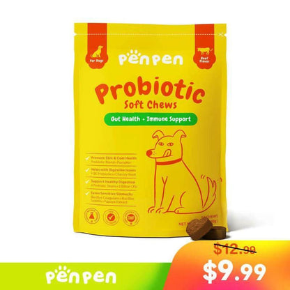 PENPEN Probiotics for Dogs - Multi-Probiotic & Enzyme Blend for Digestive Health, Eases Sensitive Stomachs (Beef Chews)