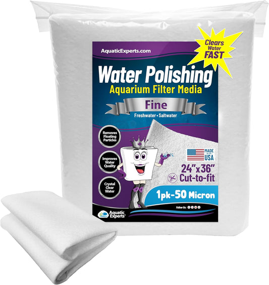 Water Polishing Filter Pad for Aquariums, 50 Micron, 24" x 36" - Single Pack