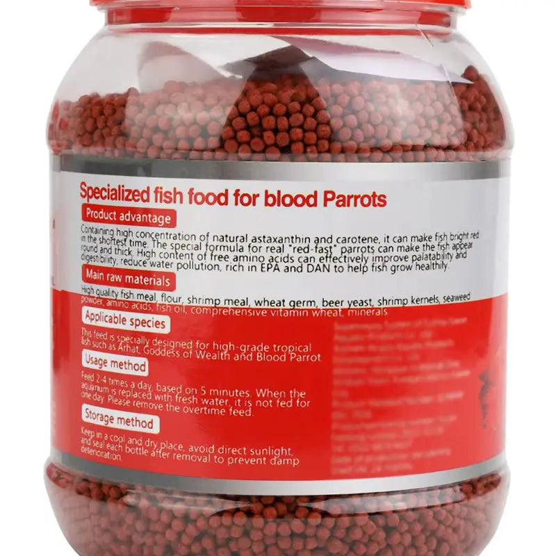 Blood Red Parrot Fish Food 500G Color-Enhancing Red Parrot Cichlid Fish Feed Food