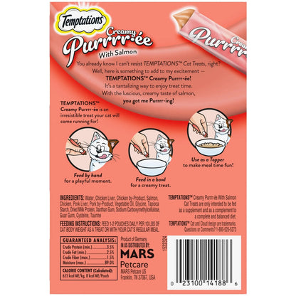 Creamy Puree with Salmon Squeezable Lickable Wet Treats for Cats, 0.42 Oz (16 Pack)