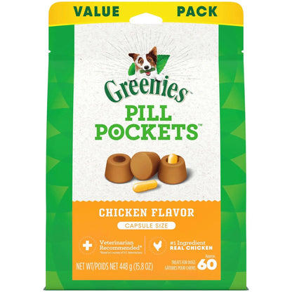 Pill Pockets for Dogs Chicken Flavor Large, Capsule Size Soft Dog Treats, 15.8 Oz, (60 Pk)