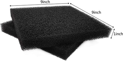 Bio Sponge Filter Media Pads, Customizable Foam Sponges for Aquarium Fish Tanks (9" x 9" x 1", 2 Pack)