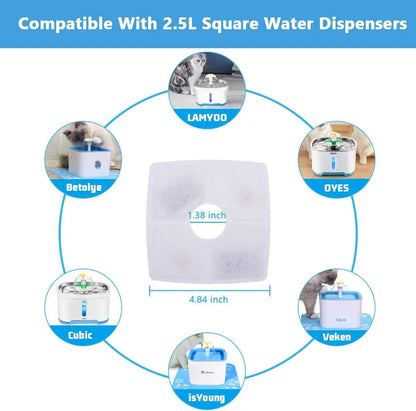 Cat Water Fountain Replacement Filters - 8 Pack for 84Oz/2.5L Cat Water Fountains