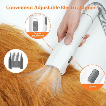 BXYY Professional Dog Grooming Kit and 5-in-1 Pet Vacuum with 99% Suction, 1.5L Dust Cup, Shedding Brush, Electric Clipper, and Hair Remover Roller for Dogs and Cats