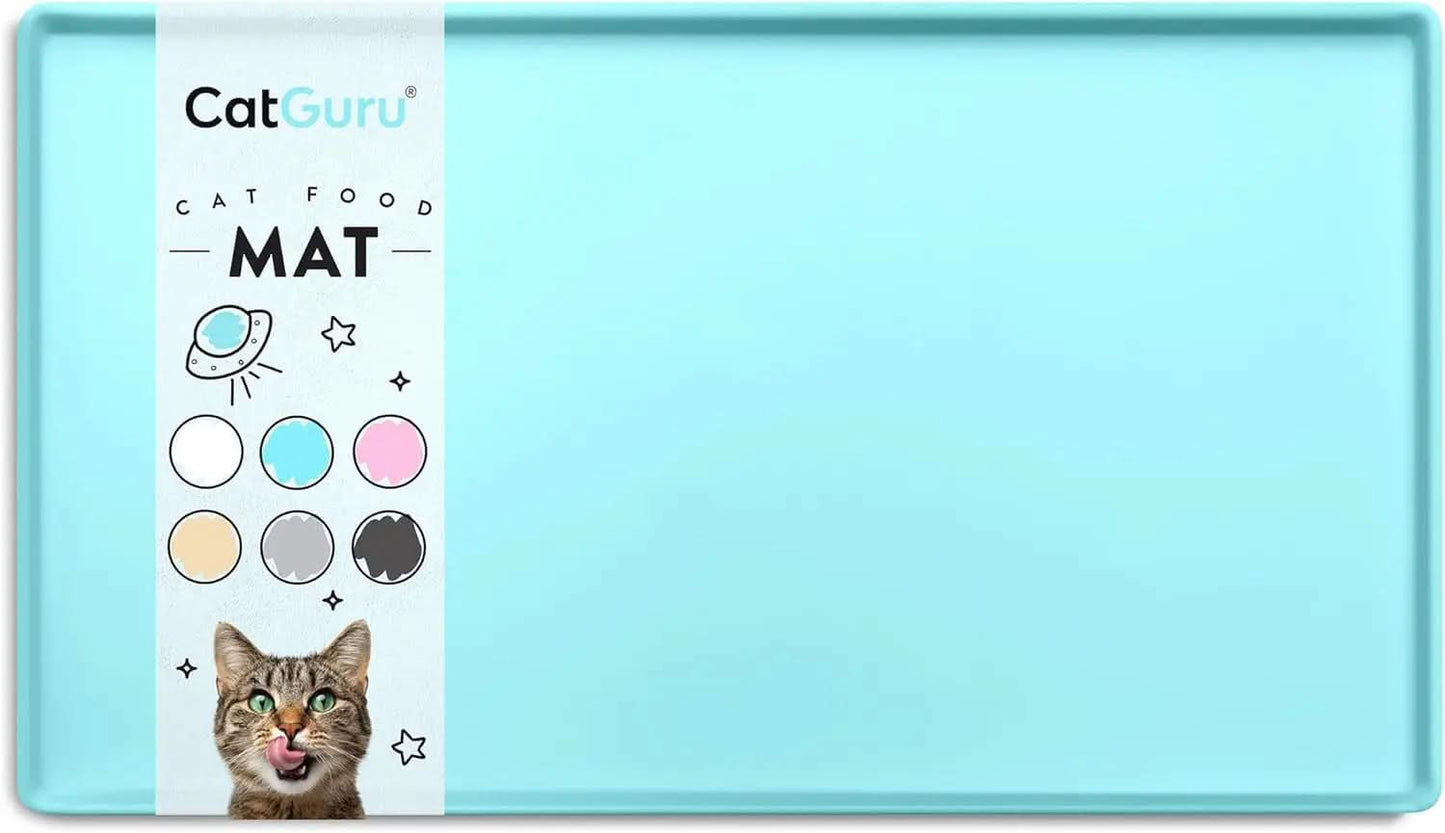 Waterproof Silicone Cat Feeding Mat - Non-Slip Placemat for Food and Water Bowls (Small, Aruba)