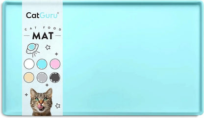 Waterproof Silicone Cat Feeding Mat - Non-Slip Placemat for Food and Water Bowls (Small, Aruba)