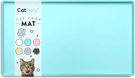 Waterproof Silicone Cat Feeding Mat - Non-Slip Placemat for Food and Water Bowls (Small, Aruba)