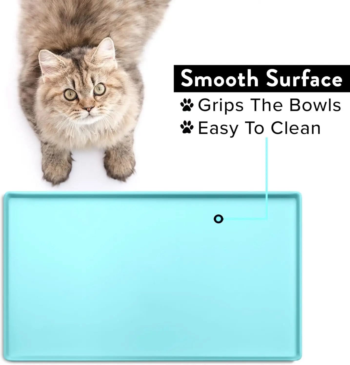 Waterproof Silicone Cat Feeding Mat - Non-Slip Placemat for Food and Water Bowls (Small, Aruba)