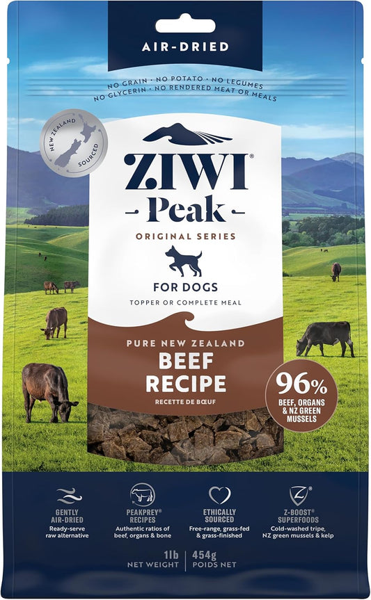 Peak Air-Dried Dog Food - Beef Flavor, All-Natural, High Protein, Grain-Free, Limited Ingredient with Superfoods (16 oz)