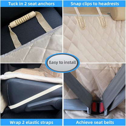 Dog Car Seat Cover - Waterproof Backseat Protector for Kids, Nonslip Design, Universal Fit for Cars, Trucks, and SUVs (Beige)