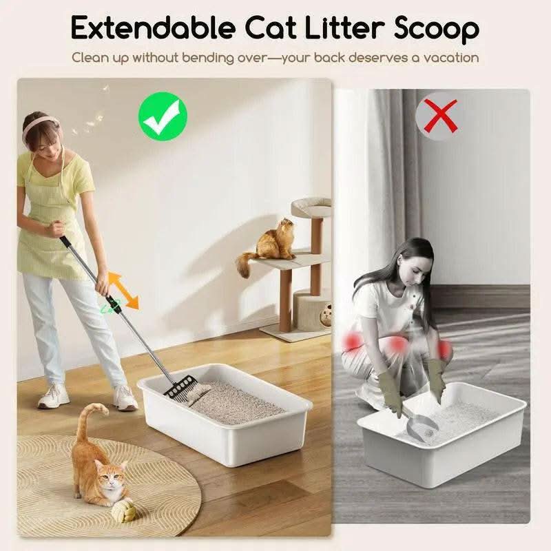 Meowant LB03 3-In-1 Stainless Steel Cat Litter Box 85L Large, Splash-Proof, Odor-Resistant, Detachable Cover, Half-Moon Tent Multi-Functional