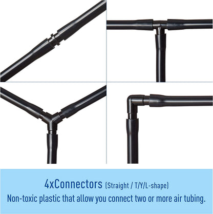 3/16" Professional Flexible Airline Tubing for Aquarium Air Pumps, 20 Feet (Clear-Black)