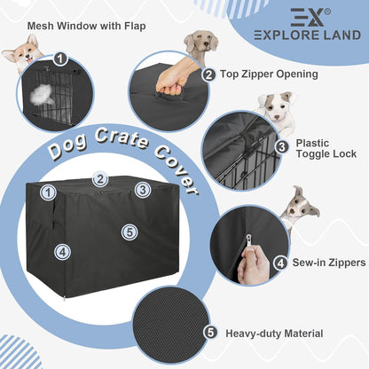 Heavy-Duty Polyester Dog Crate Cover for 36-Inch Wire Kennels - Universal Fit Sunshade (Black)