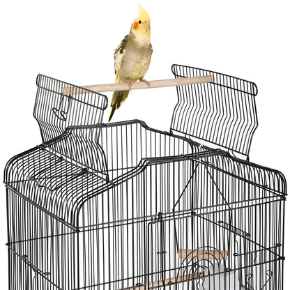 41'' H Open Top Metal Bird Cage with Four Feeders, Black