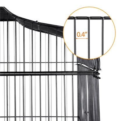 41'' H Open Top Metal Bird Cage with Four Feeders, Black