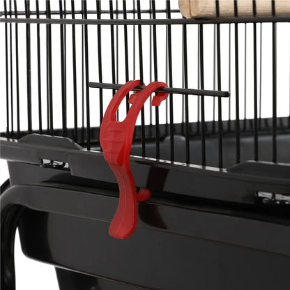41'' H Open Top Metal Bird Cage with Four Feeders, Black