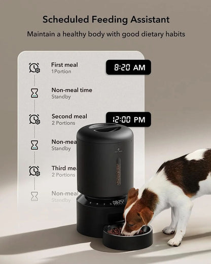 Automatic Pet Feeder for Cats and Dogs with Timer, Low Food, Motion, and Sound Alerts, 4L Capacity