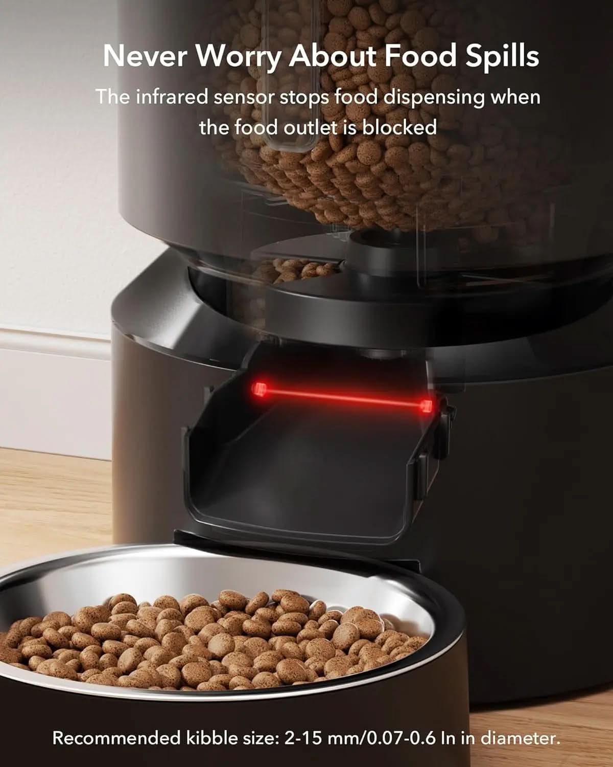 Automatic Pet Feeder for Cats and Dogs with Timer, Low Food, Motion, and Sound Alerts, 4L Capacity
