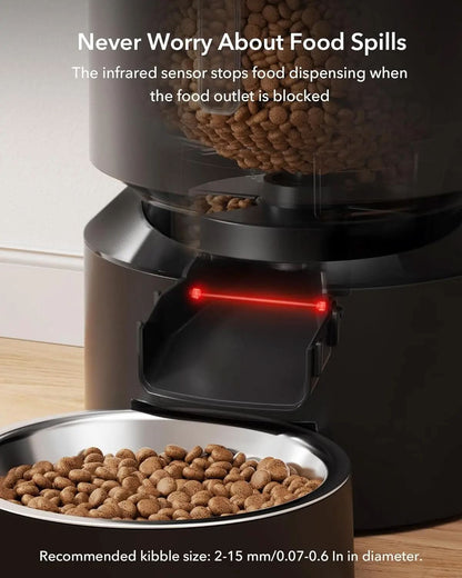 Automatic Pet Feeder for Cats and Dogs with Timer, Low Food, Motion, and Sound Alerts, 4L Capacity