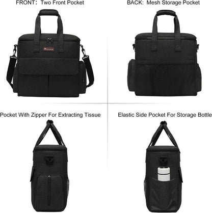 Dog Travel Bag - Complete Weekend Travel Kit with Organizer, 2 Collapsible Bowls, and 2 Travel Food Containers (Black)